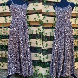 BLACK FLOWER PRINT MAXI DRESS (M)